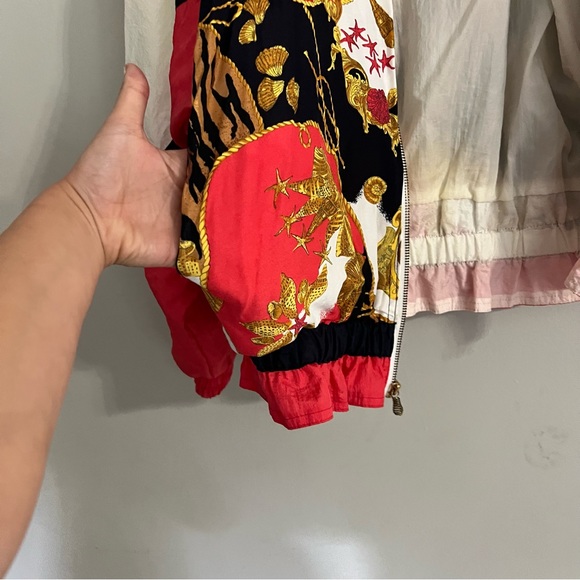 Vintage 1980s Rare Animal Print Gold Red Womens windbreaker bomber Jacket Size M - Picture 10 of 11